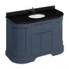Burlington 134 4-Door Curved Vanity Unit & Minerva Black Granite Worktop with Basin - Blue