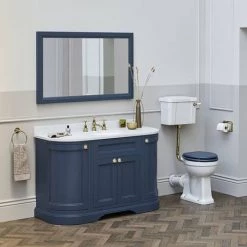 Burlington 134 4-Door Curved Vanity Unit & Minerva Carrara White Worktop with Basin - Blue -Freestanding Vanity Units Shop FC1B BW13 D1 460 1