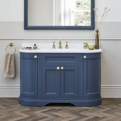 Burlington 134 4-Door Curved Vanity Unit & Minerva Black Granite Worktop with Basin - Blue -Freestanding Vanity Units Shop FC1B BW13 D2 460