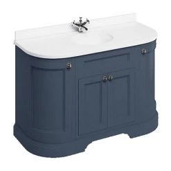 Burlington 134 4-Door Curved Vanity Unit & Minerva White Worktop with Basin - Blue