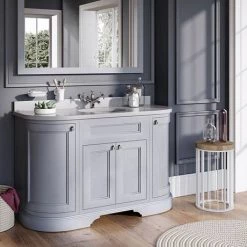Burlington 134 4-Door Curved Vanity Unit & Minerva Worktop with Basin - Classic Grey -Freestanding Vanity Units Shop FC1G BC13 D4 460