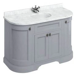 Burlington 134 4-Door Curved Vanity Unit & Minerva Worktop with Basin - Classic Grey