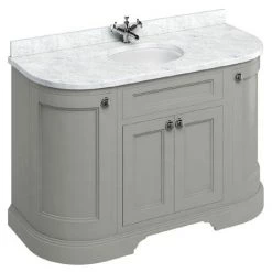 Burlington 134 4-Door Curved Vanity Unit & Minerva Worktop with Basin - Dark Olive