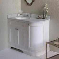 Burlington Freestanding Corner Vanity Unit - Matt White - Left Hand 1000mm with Worktop -Freestanding Vanity Units Shop FC2O BC98L D1 460 1