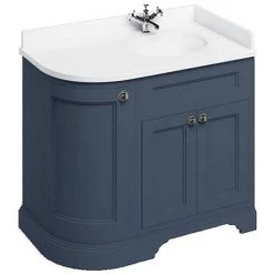 Burlington Floor Standing Corner Vanity Unit - Blue - Right Hand 1000mm with Minerva White Worktop