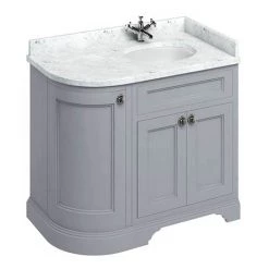 Burlington Floor Standing Corner Vanity Unit - Classic Grey - Right Hand 1000mm with Worktop