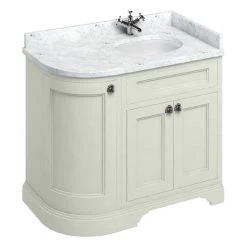 Burlington Floor Standing Corner Vanity Unit - Sand - Right Hand 1000mm with Worktop