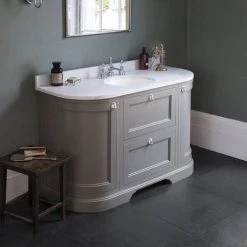Burlington 134 2-Door/Drawer Curved Vanity Unit & Minerva Worktop with Basin - Classic Grey -Freestanding Vanity Units Shop FC4G BC13 D3 460