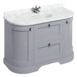 Burlington 134 2-Door/Drawer Curved Vanity Unit & Minerva Worktop with Basin - Classic Grey