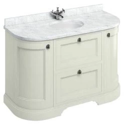 Burlington 134 2-Door/Drawer Curved Vanity Unit & Minerva Worktop with Basin - Sand
