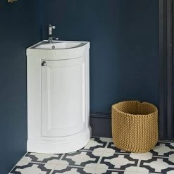 Burlington Freestanding Corner Vanity Unit - Matt White - 430mm Wide -Freestanding Vanity Units Shop FC7O FC7BB D2 460