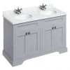 Burlington 130 4-Door Vanity Unit & Minerva Worktop with Double Basin - Classic Grey
