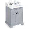 Burlington 65 2-Door Vanity Unit & Classic Invisible Overflow/Waste Basin (Classic Grey - 2 Tap Hole)