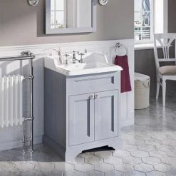 Burlington 65 2-Door Vanity Unit & Classic Basin - Classic Grey -Freestanding Vanity Units Shop FF8G B15 3TH D1 460