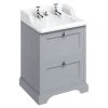 Burlington 65 2-Drawer Vanity Unit & Classic Invisible Overflow/Waste Basin (Classic Grey - 2 Tap Hole)