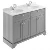 Old London 1200mm Cabinet & Double Bowl Grey Marble Top - Storm Grey