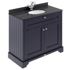 Old London 1000mm Cabinet & Single Bowl Black Marble Top - Twilight Blue