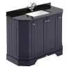 Old London Twilight Blue Art Deco 1000mm Angled Cabinet with Black Marble Basin Top
