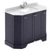 Old London Twilight Blue Art Deco 1000mm Angled Cabinet with White Marble Basin Top