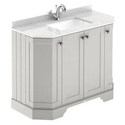 Old London Timeless Sand Art Deco 1000mm Angled Cabinet with White Marble Basin Top