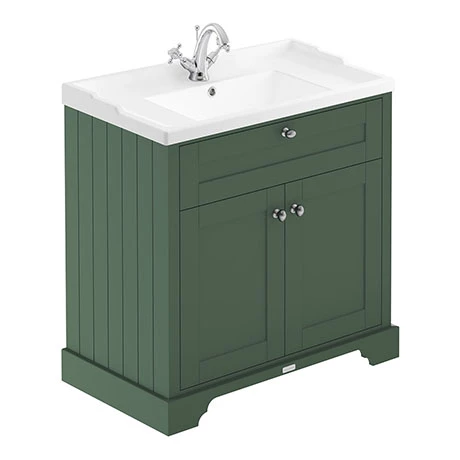 Old London 800mm 2-Door Cabinet & Basin - Hunter Green 1 Old London 800mm 2-Door Cabinet & Basin - Hunter Green