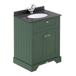 Old London 600mm Cabinet & Single Bowl Black Marble Top - Hunter Green