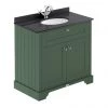 Old London 800mm Cabinet & Single Bowl Black Marble Top - Hunter Green