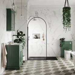 Old London 1000mm Cabinet & Single Bowl Grey Marble Top - Hunter Green -Freestanding Vanity Units Shop LOF878 D3 460