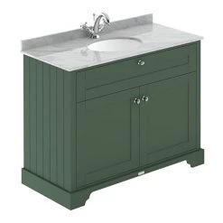 Old London 1000mm Cabinet & Single Bowl Grey Marble Top - Hunter Green