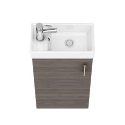 Milan W400 x D222mm Grey Avola Effect Compact Floor Standing Basin Unit -Freestanding Vanity Units Shop MIL003 d5 460