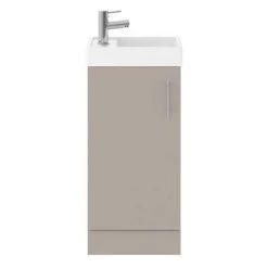 Milan W400 x D222mm Stone Grey Compact Floor Standing Basin Unit -Freestanding Vanity Units Shop MIL006 detail1 460