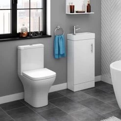 Milan Small Floor Standing Vanity Basin Unit - Gloss White (W400 x D222mm) -Freestanding Vanity Units Shop MILFSGW d4 460