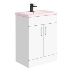 Toreno 600 Basin Unit - High Gloss White with Matt Pink Mid Edged Basin