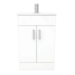 Toreno Small Vanity Sink With Cabinet - 500mm Modern High Gloss White -Freestanding Vanity Units Shop MV500 D5 460