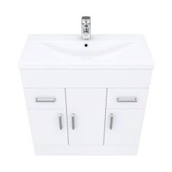 Toreno Basin Unit - 800mm Modern High Gloss White with Mid Edged Basin -Freestanding Vanity Units Shop MVME800 D3 460 1