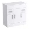 Toreno Floor Standing Countertop Vanity Unit - Gloss White - 805mm with Chrome Handles