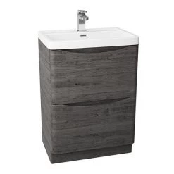 Monza Graphite Oak 600mm Wide Floor Standing Vanity Unit