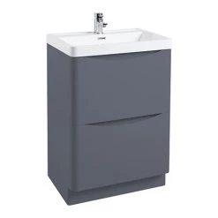 Monza Matt Grey 600mm Wide Floor Standing Vanity Unit