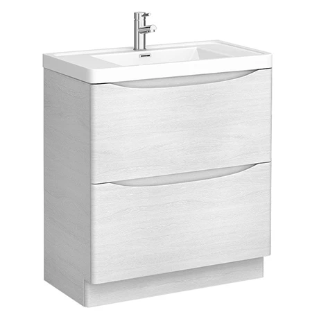 Monza White Ash 750mm Wide Floor Standing Vanity Unit 1 Monza White Ash 750mm Wide Floor Standing Vanity Unit