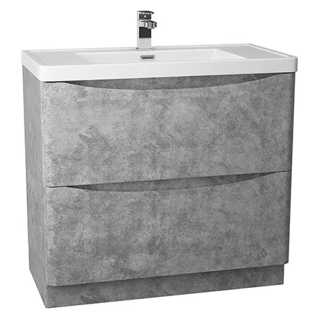 Monza Concrete Effect 900mm Wide Floor Standing Vanity Unit 1 Monza Concrete Effect 900mm Wide Floor Standing Vanity Unit