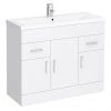 Toreno Basin Unit - 1000mm Modern High Gloss White with Mid Edged Basin
