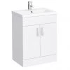 Toreno Basin Unit - 600mm Modern High Gloss White with Mid Edged Basin