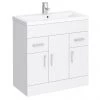 Toreno Basin Unit - 800mm Modern High Gloss White with Mid Edged Basin