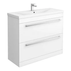 Nova 1000mm Mid-Edge Basin High Gloss White Vanity Unit