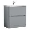 Nuie Elbe Satin Grey 800mm Floor Standing 2-Drawer Vanity Unit - PAR203A