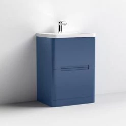 Nuie Elbe Satin Blue 600mm Floor Standing 2-Drawer Vanity Unit - PAR301A -Freestanding Vanity Units Shop PAR301A D2 460