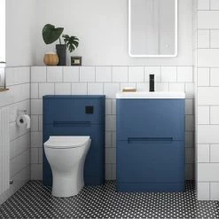 Nuie Elbe Satin Blue 600mm Floor Standing 2-Drawer Vanity Unit - PAR301A -Freestanding Vanity Units Shop PAR301A d3 460