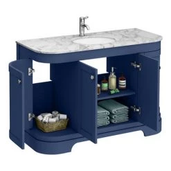 Period Bathroom Co. 1220mm Curved Vanity Unit with White Marble Basin Top - Cobalt Blue -Freestanding Vanity Units Shop PBC12BLCRVM d2 460
