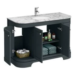 Period Bathroom Co. 1220mm Curved Vanity Unit with White Marble Basin Top - Dark Grey -Freestanding Vanity Units Shop PBC12DGCRVM d2 460