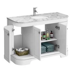 Period Bathroom Co. 1220mm Curved Vanity Unit with White Marble Basin Top - White -Freestanding Vanity Units Shop PBC12WTCRVM d3 460
